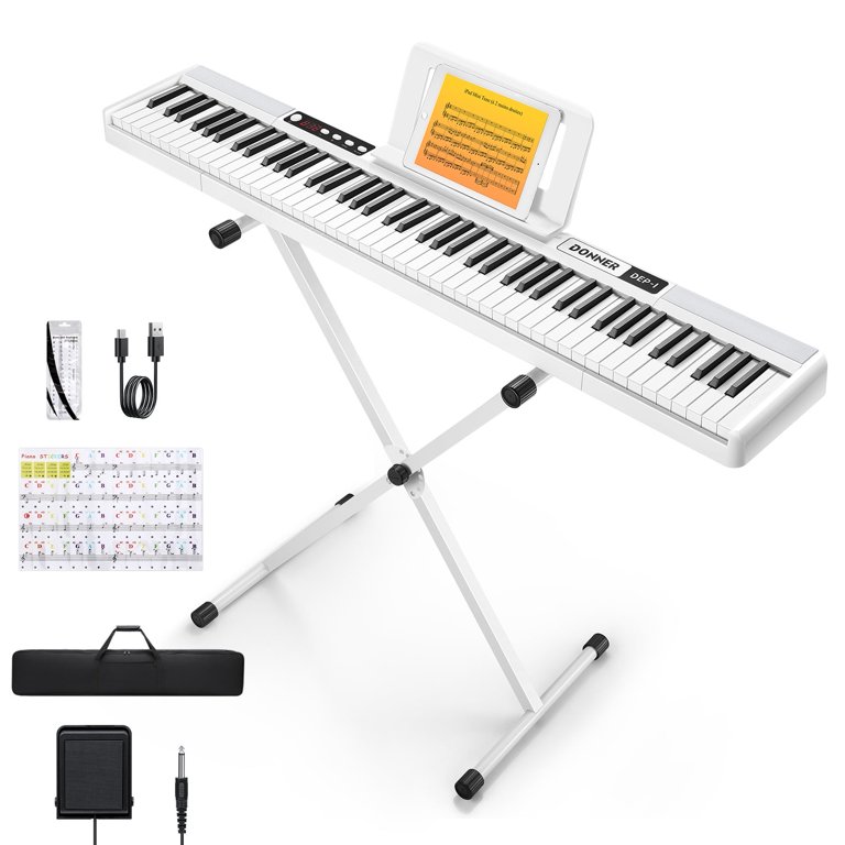 88 Key Digital Piano Keyboard With Lighted Keys - Semi-Weighted, Portable Electric Piano With Stand, Case & Pedal