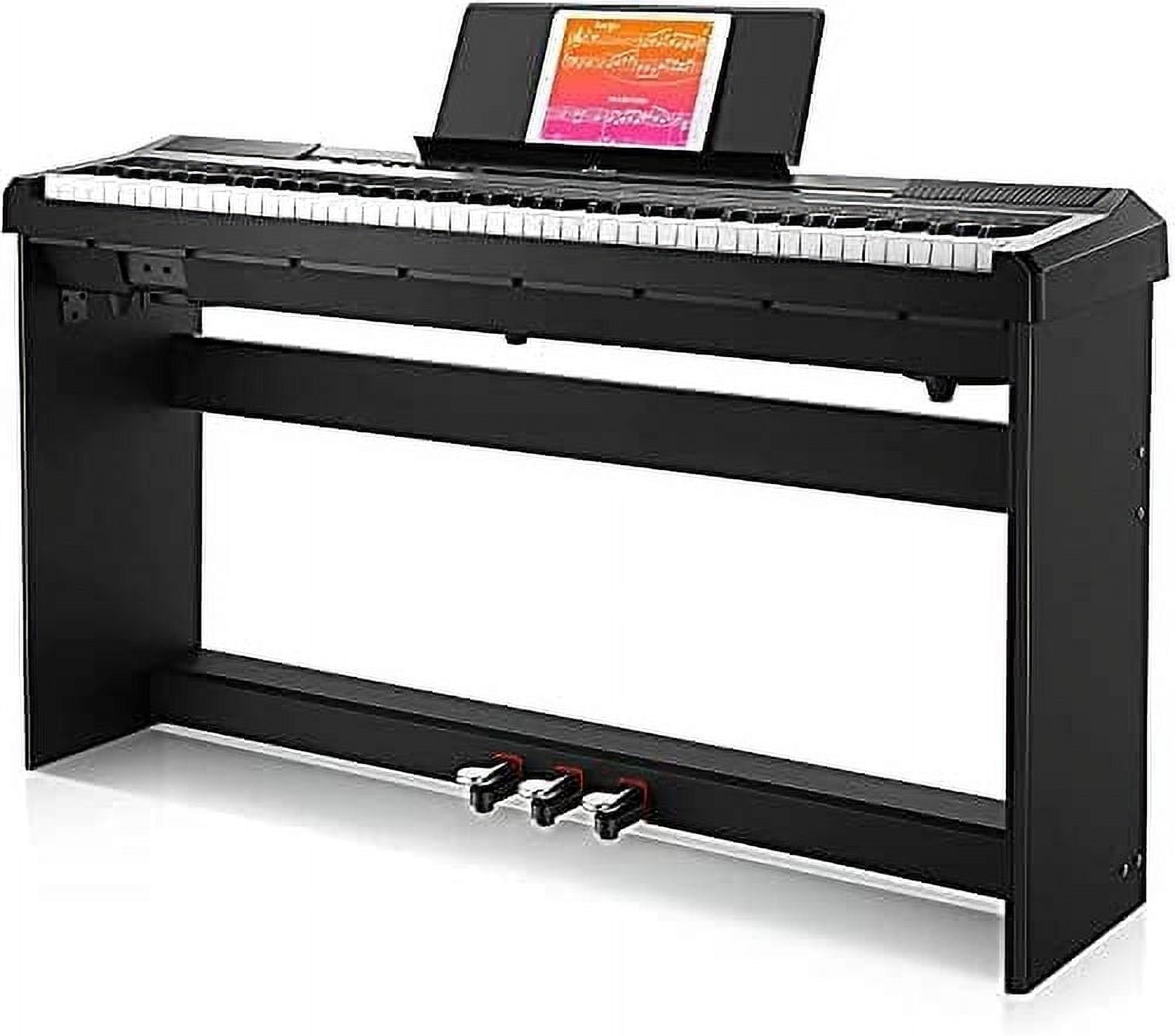 Donner DEP-10 Digital Piano 88 Key Weighted, Full-Size Electric Piano Portable Keyboard for Beginners, with Furniture Stand, Triple Pedals, Power Supply
