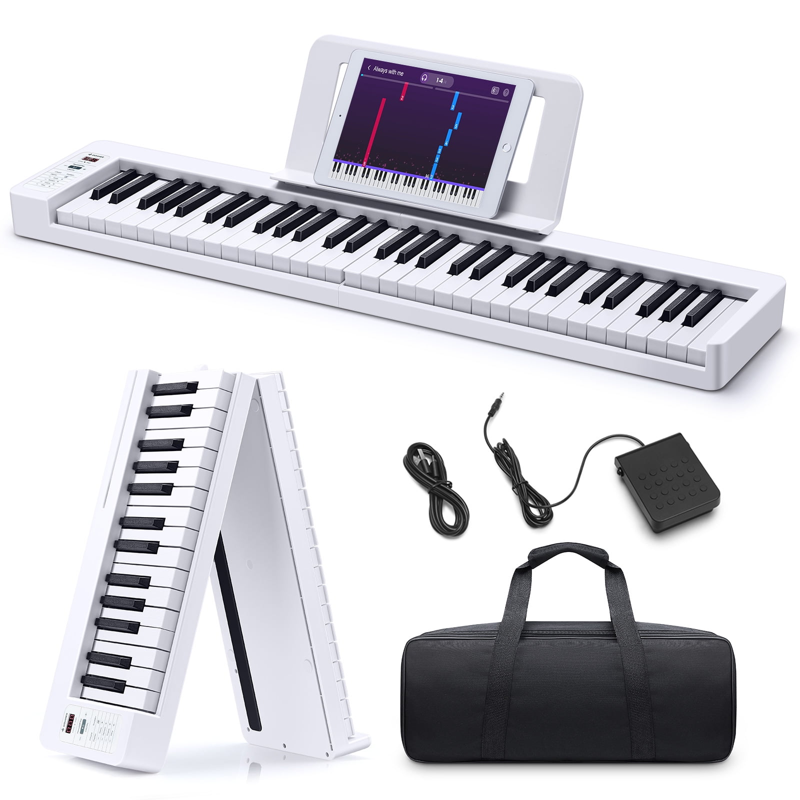 RockJam 61-Key Keyboard Kit de piano avec support de clavier, banc de  piano, casque, autocollants de piano note et cours RJ660-SK Noir