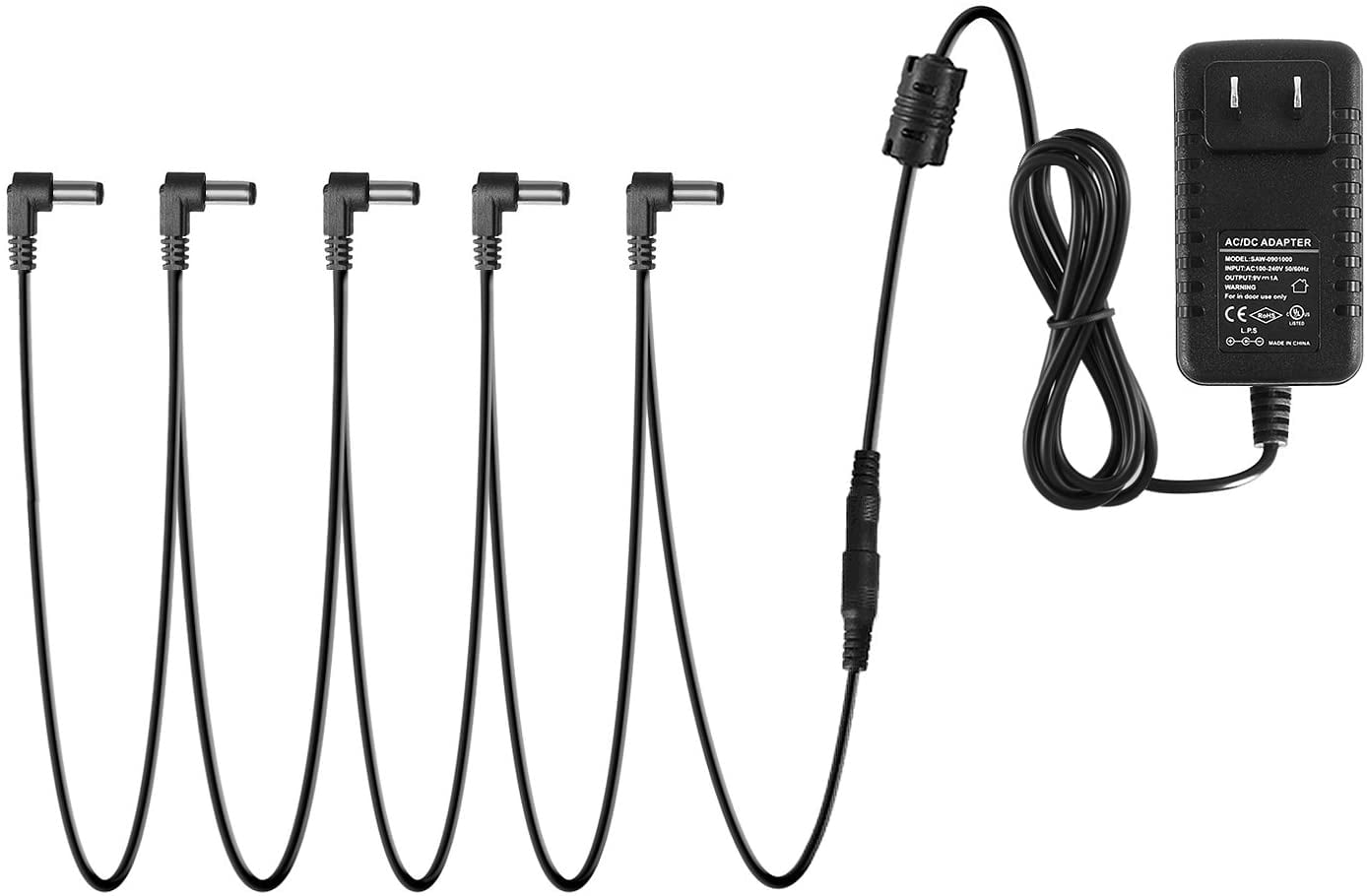 Donner DPA1 Guitar Pedal Power Supply Adapter 9V DC 1A Tip Negative 5