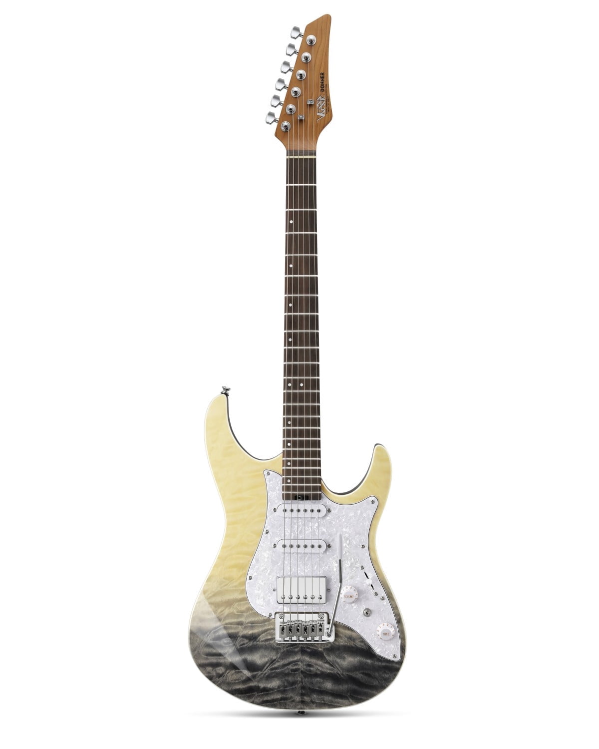 Donner DST-550 Electric Guitar With Tremolo Bar Black Mirage Gradation