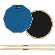 Donner Drum Practice Pad, 12 Inch Double Sided Silent Drum Pad With Drumsticks, Blue