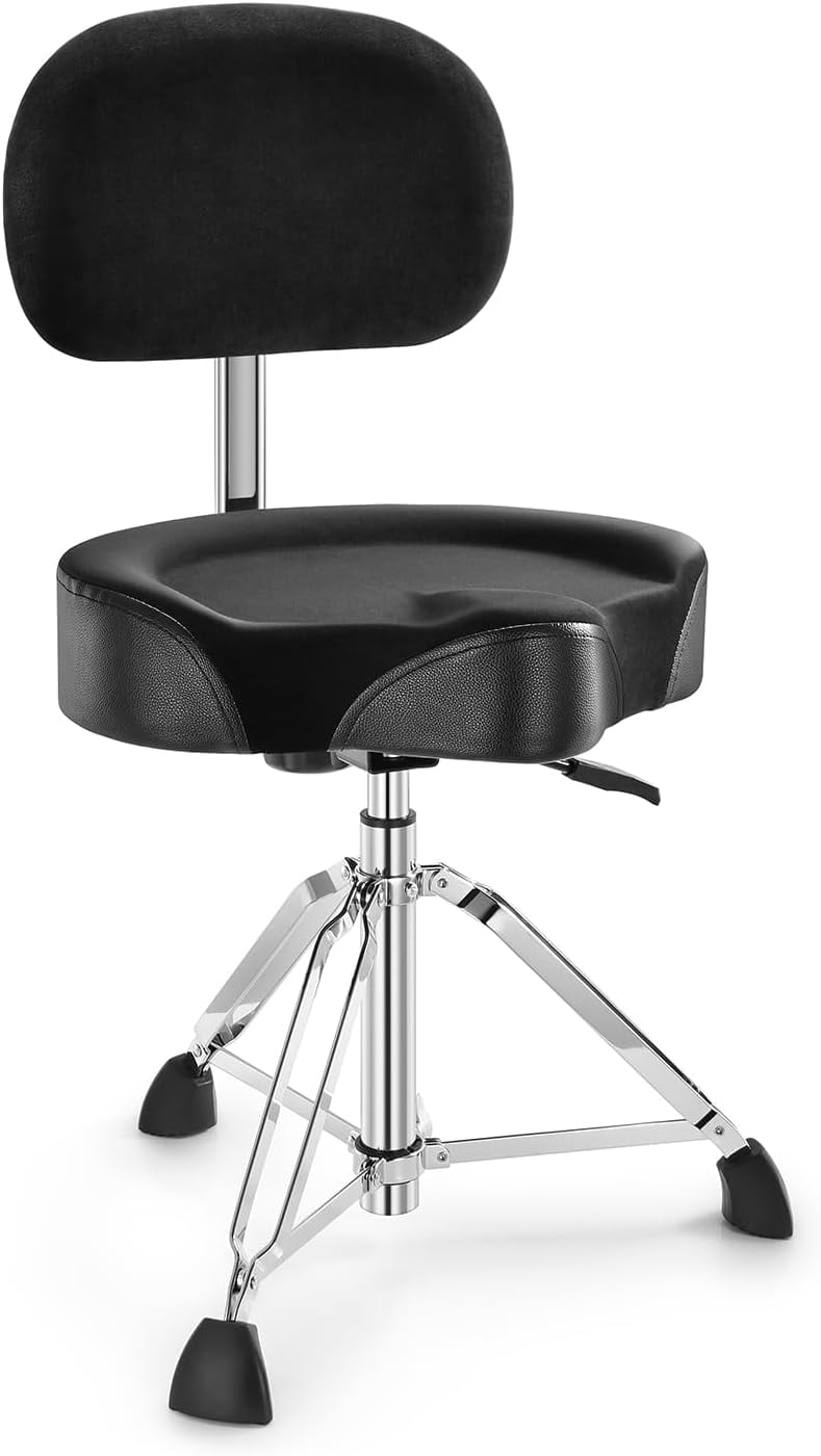 Donner Drum Throne with Backrest, Heavy Duty Hydraulic Guitar Chair Adjustable Guitar Seat Saddle Musician Stool for Adults Drummers, Guitarist