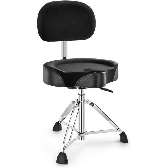 Donner Drum Throne with Backrest, Heavy Duty Hydraulic Drum Stool Height Adjustable Motorcycle Style Drum Seat Saddle Drum Throne for Adults Drummers (Black)