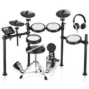 Donner Drummers Electronic Drum Kits with 4 Quiet Mesh Practice Drum Pads, 31 Kits and 450+ Sounds, 2 Cymbals w/Choke, Throne, Headphones, Sticks, USB MIDI, Melodics Lessons DED-200