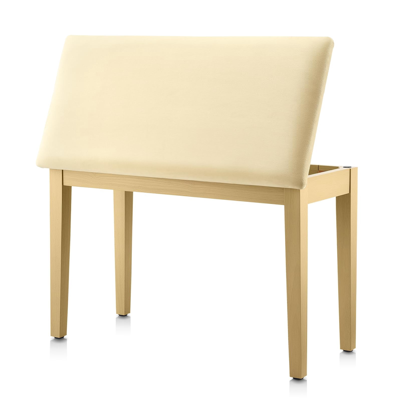 Donner Duet Piano Bench With Storage  Solid Wooden Keyboard Bookcase Stool Chair Seat High-density Sponges Padded Cushion Beige