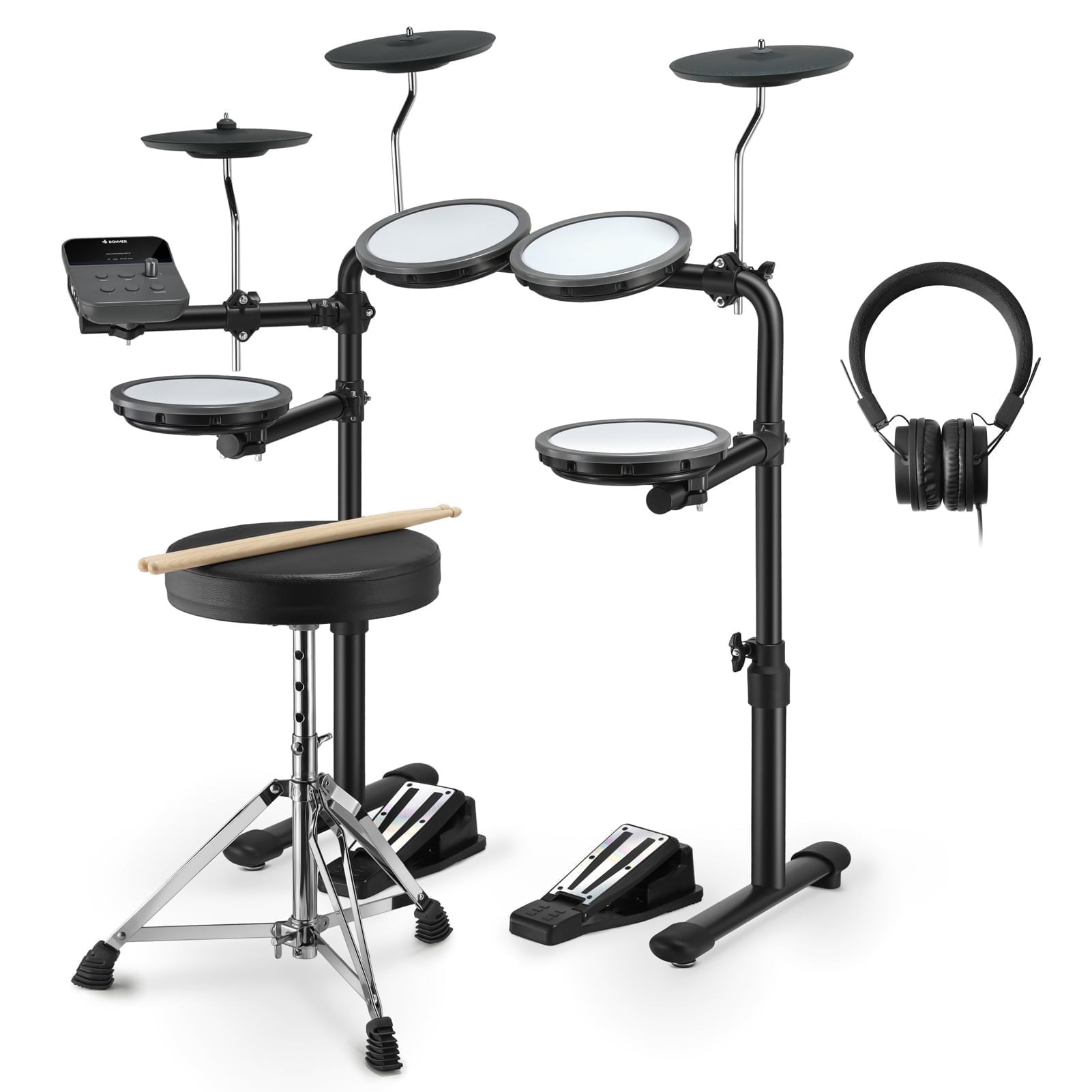 Donner Electric Drum Set for Kids Beginner Christmas Birthday Gift, 150+ Sounds, Quiet Mesh Pad