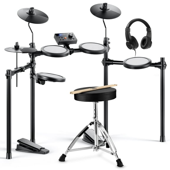 Donner Electric Drum Set for Kids, 150+ Sounds, 15 Drums Kit, 10 Demo Songs, 4 Quiet Mesh Pad Kits for Beginner, Ded-70