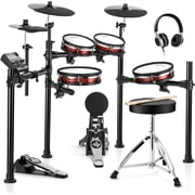 Donner Electric Drum Sets for Adults Updated Mesh Heads, 10 Snare, 10 Tom3, 12 Crash, 450+ Sounds, Red, DED-200 MAX