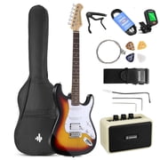 Donner Electric Guitar 39 Beginner Kit Solid Body Full Size Sunburst HSS for Starter, with Amplifier, Bag, Digital Tuner, Capo, Strap, String, Cable, Picks, DST-102S
