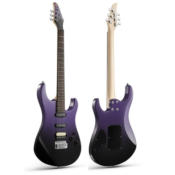 Donner Electric Guitar Only With Gig Bag Tremolo Bridge Solid Body HSS Pickup, DMT-66, Purplish Black