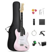 Donner Electric Guitar Set Pink Right Hand S-S-S Pickups Beginners Kits, Pink
