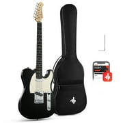 Donner Electric Guitar Solid Body SS Pickup,with Gig Bag, Black, DTL-100
