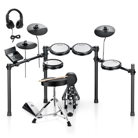 Donner Electronic Drum Kit for Adults Beginner Full Size with 425 Sounds, Headphone/Stick/Drum Throne Included 40 Melodics Lessons