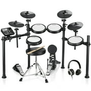 Donner Electronic Drum Set with Quiet Mesh Drum Pads, 2 Cymbals w/Choke, 31 Kits and 450+ Sounds, Throne, Headphones, Sticks, USB MIDI, Melodics Lessons (5 Pads, 4 Cymbals) DED-200X