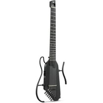 Donner HUSH C Acoustic-Electric Nylon String Classical Guitar– Ultra-Lightweight Travel Guitar with Built-In Tuner, HPS-II Preamp, Headphone Jack & Quick-Release Stand – Black