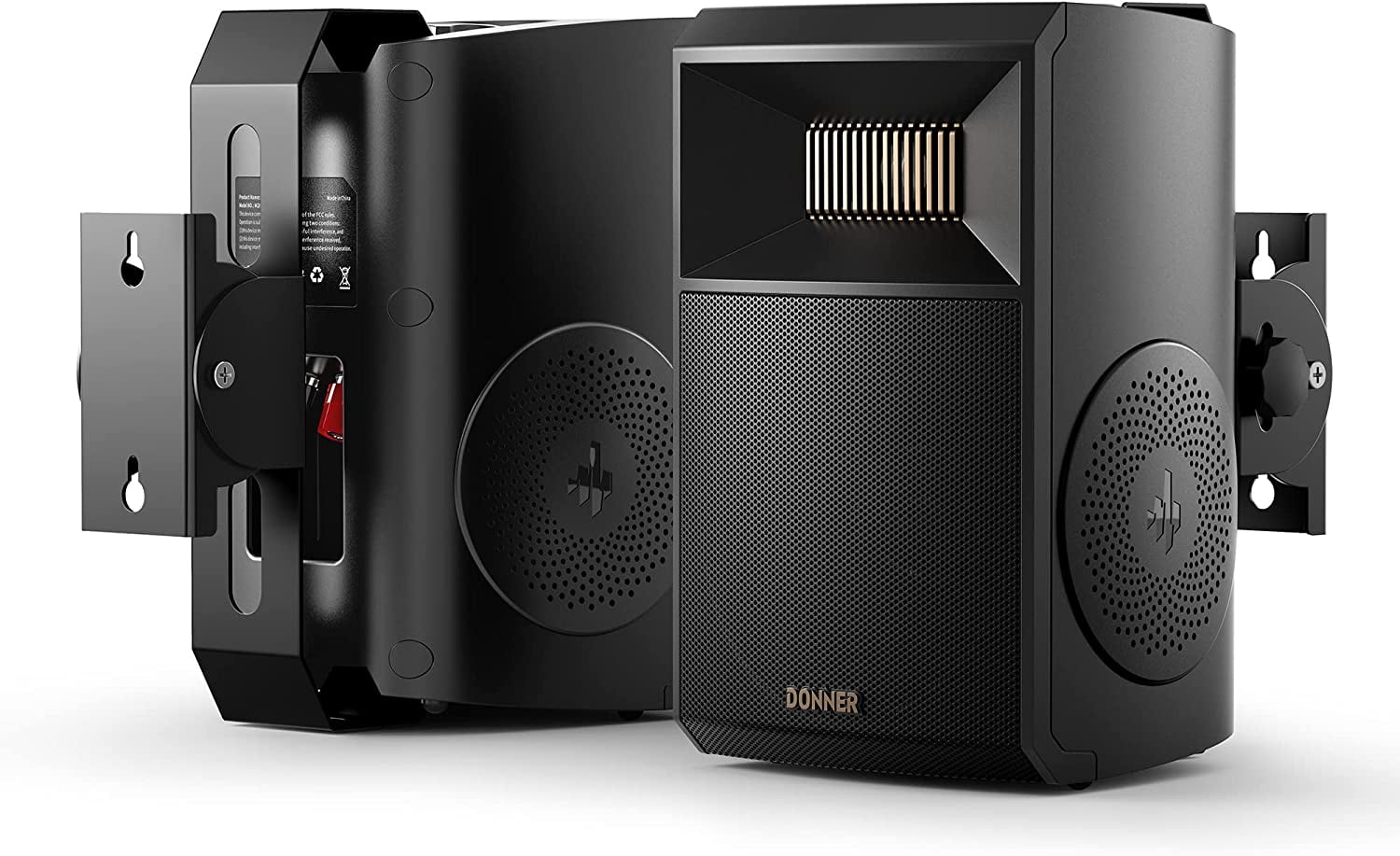 Donner Indoor Outdoor Passive Bookshelf speaker (Pair), Waterproof Wall