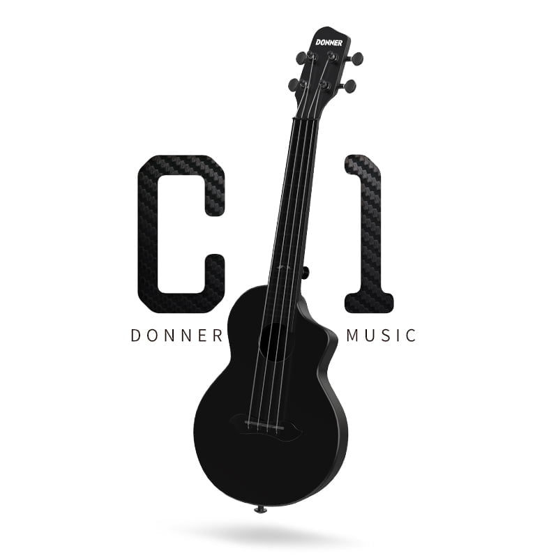 Donner Ukulele for Adult Kids 23 Inch Concert Ukelele, Christmas Gift, Black