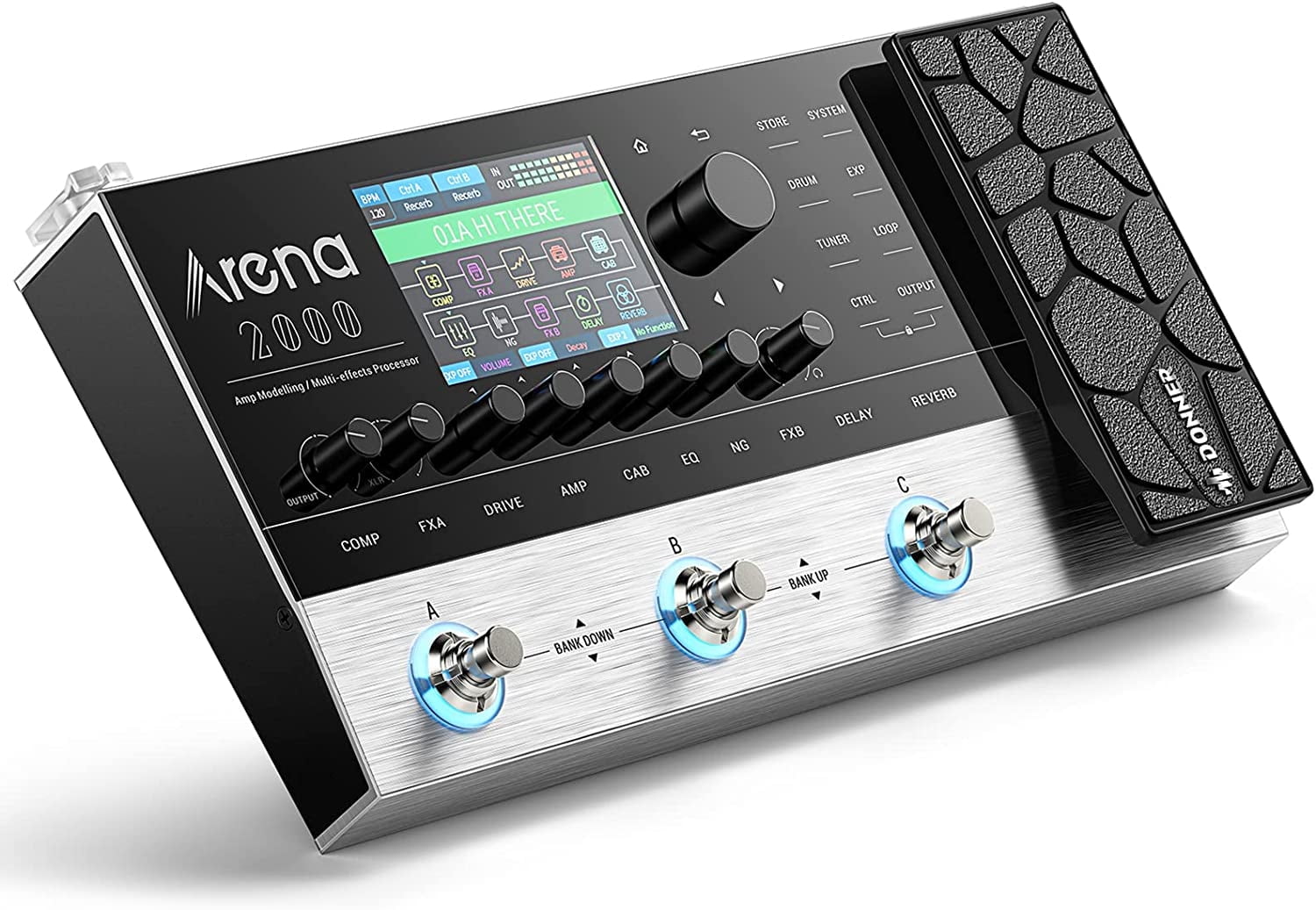 Donner Multi Effects Pedal Arena2000 Guitar Pedals with 278 Effects, 100 IRs, Looper, Drum Machine, Amp Modeling, Support XLR, Bluetooth, MIDI Support