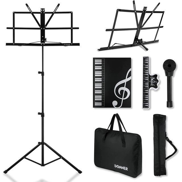 Donner Music Stand for Sheet Music with Carrying Bag, Portable Folding