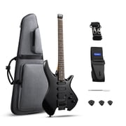 Donner Hush-OG Electric Guitar Headless With Gig Bag H-S-S Solid Body, Black