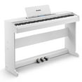 thumbnail image 1 of Donner New Upgraded Digital Piano 88 Key Fully Weighted Keyboard with 16 Level Touch Sensitive for Beginner, with 600 Rhythms, 110 Demos, 3 Pedals, White, DDP-95, 1 of 8