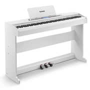 Donner New Upgraded Digital Piano 88 Key Fully Weighted Keyboard with 16 Level Touch Sensitive for Beginner, with 600 Rhythms, 110 Demos, 3 Pedals, White, DDP-95