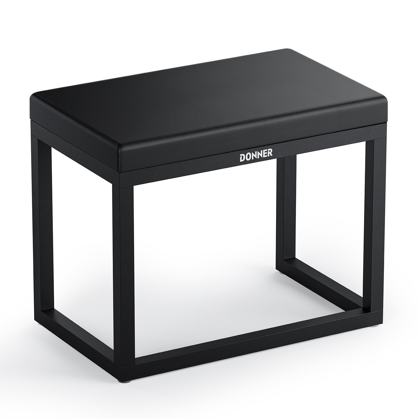 Donner Piano Bench, Home Style Corrosion Resistant Keyboard Stool, Modern Minimalist Design Metal Piano Seat with Thick Padding, Black Piano Chair with Cushion, DKB-200
