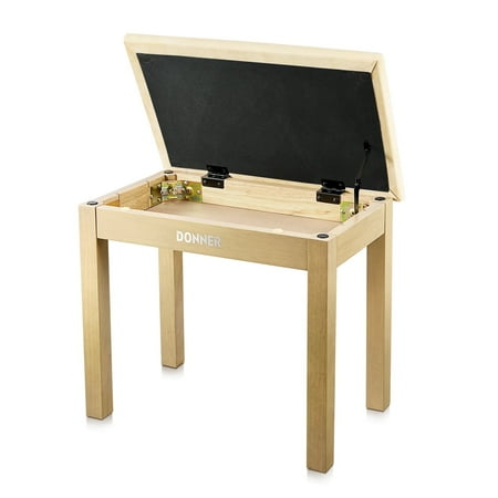 Donner Piano Bench with Storage, Solid Wood Keyboard Bench Piano Bookcase Stool Chair Seat with High-Density Sponges Pad, Light Wood Color price history and forecast - Donner Donner