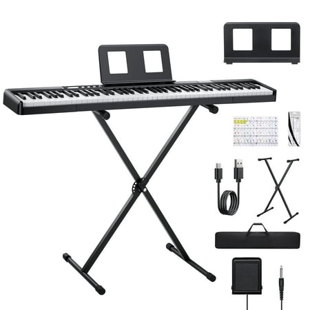 Donner Piano Keyboard 88 Keys, Velocity-Sensitive Digital Keyboard Piano for Beginner, Portable Electric Piano with Stand, Sustain Pedal, Black, DEP-1