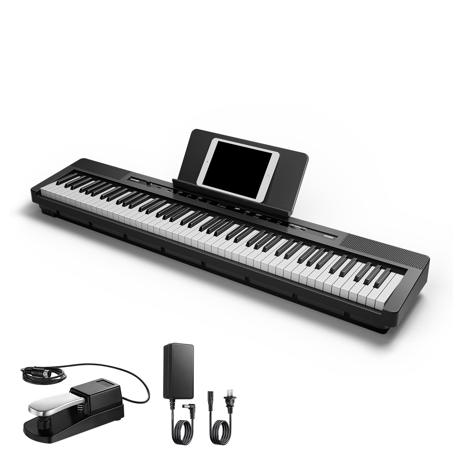 Donner Piano Keyboard Digital Electric 88 Key Full Size Weighted with Sustain Pedal, Power Supply, with 238 Tones, 200 Rhythms, 100 Demos, Special Dual-tone Setting, Support USB/Bluetooth/MIDI