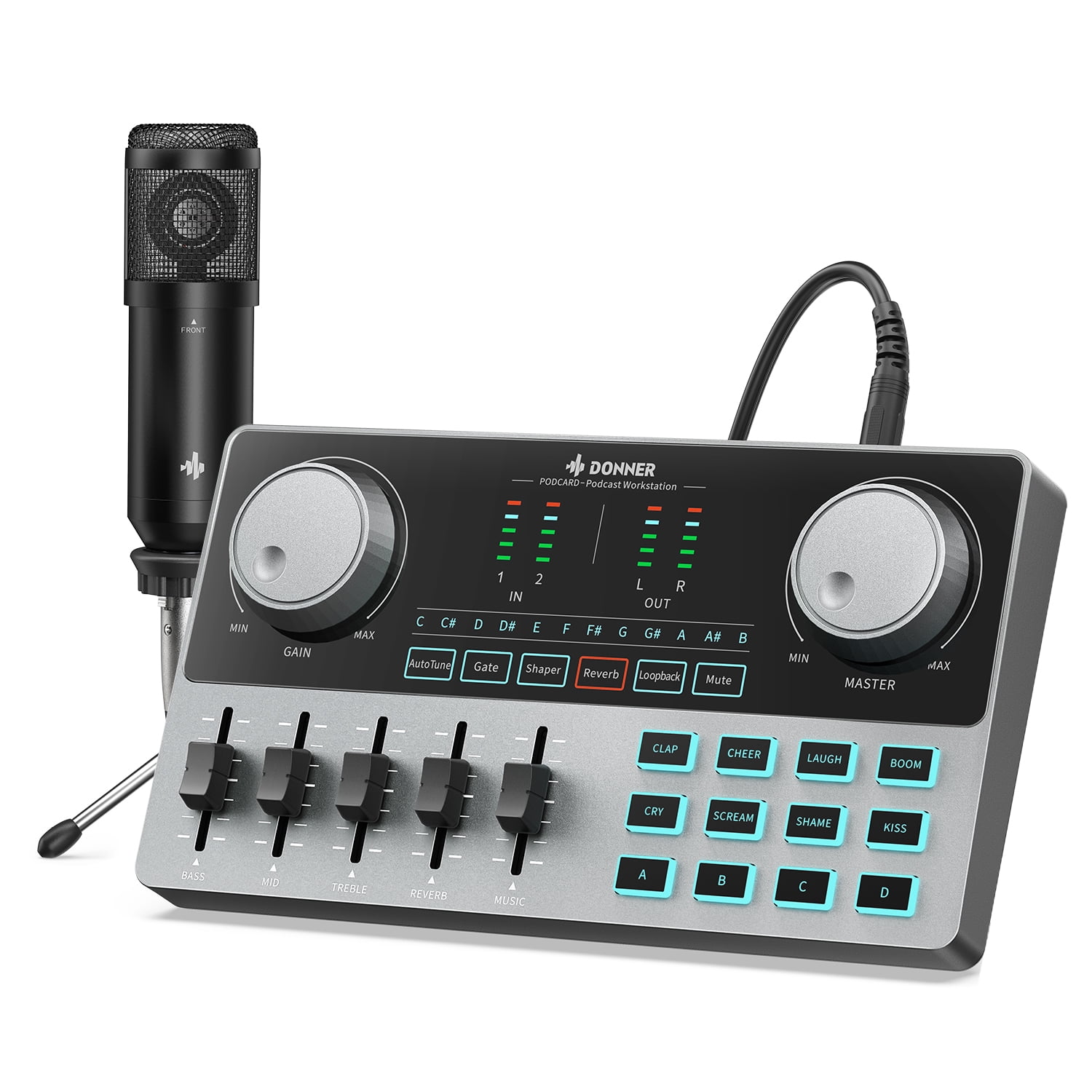 ゆるゆりDONNER PODCAST CONSOLE BUNDLE Donner Podcast Kit with Sound Card Mixer, XLR-6.35mm Mic for