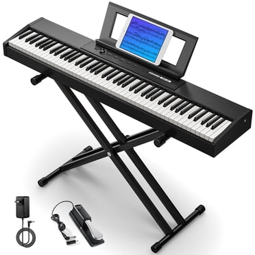 Donner Portable Digital Piano 88-key Synth Action Keyboard with X Stand, Pedal, Auto-accompaniment for Beginner, 128 Tones, 83 Rhythms, Support USB/MIDI/Melodics, Wireless Connection