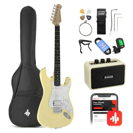 Donner Solid Body 39 Inch Full Size Electric Guitar Kit , Beginner Starter, with Amplifier, Bag, Capo, Strap, String, Tuner, Cable, Picks, DST-100R