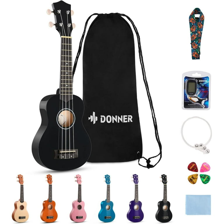 Donner Soprano Ukulele Beginner Kit for Kid Adult Student with Online  Lesson 21 Inch Ukelele Bundle Bag Strap String Tuner Pick Polishing Cloth
