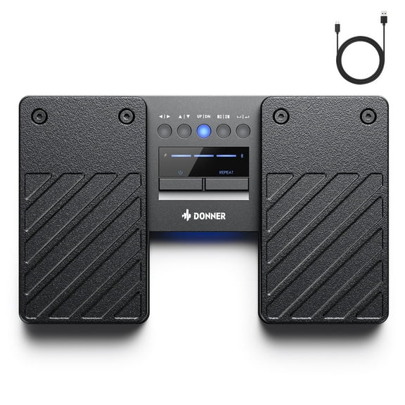 Donner Bluetooth Page Turner Pedal for ForScore, Guitar Pro, 5 Modes, Compatible with Windows/Mac/Android, USB-C Charging