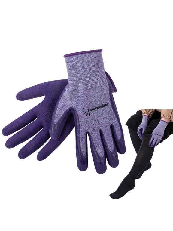Donning Gloves for Compression Socks - Easy Donning & Doffing for Compression Stockings - Purple, 1 Pair