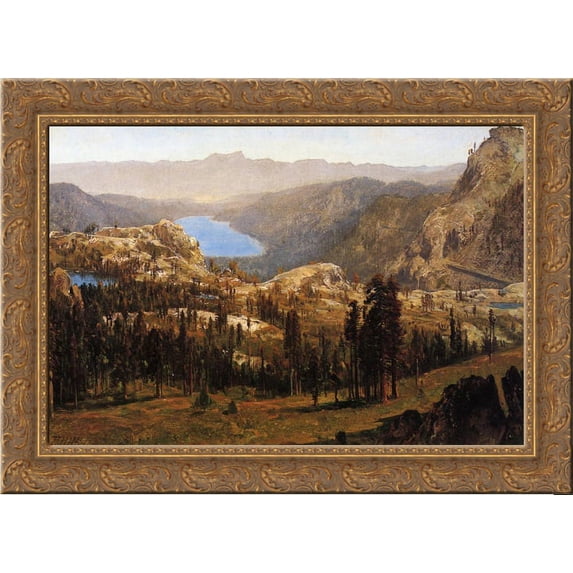 Donnner Lake 1874 24x18 Gold Ornate Wood Framed Canvas Art by Thomas Hill
