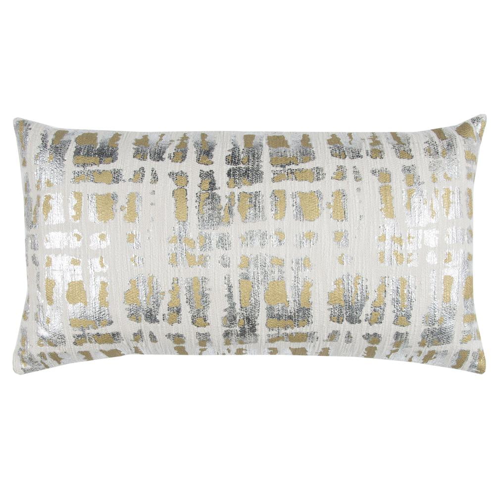14" x 26" Silver and Gold Geometric Cotton Lumbar Pillow Cover
