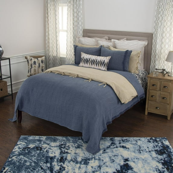 Donny Osmond 90" X 92" Cotton Quilt in Indigo