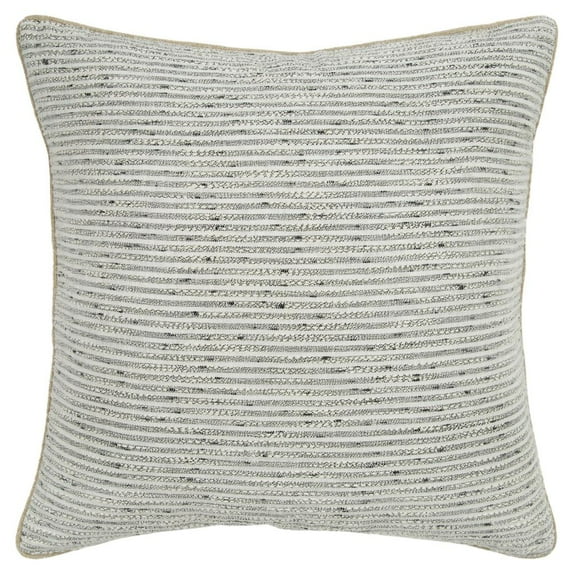 Donny Osmond Stripe 20" x 20" Poly Pillow with Cotton Burlap Cover-Light Gray
