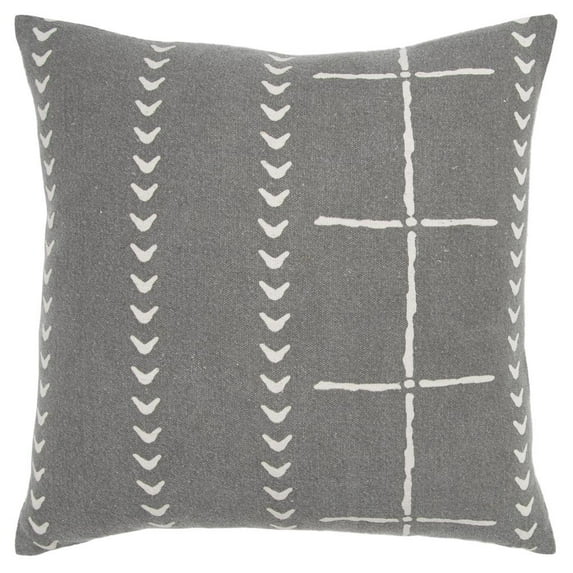 Donny Osmond Stripe 20" x 20" Down Pillow with Cotton Canvas Cover-Charcoal