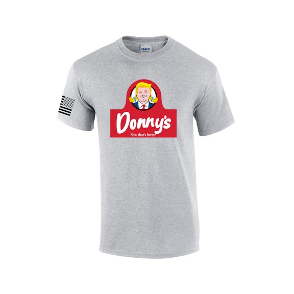 Donnys Now Thats Better Logo Parody American Flag Sleeve Mens Short Sleeve T-shirt Graphic Tee-Sports Grey-large