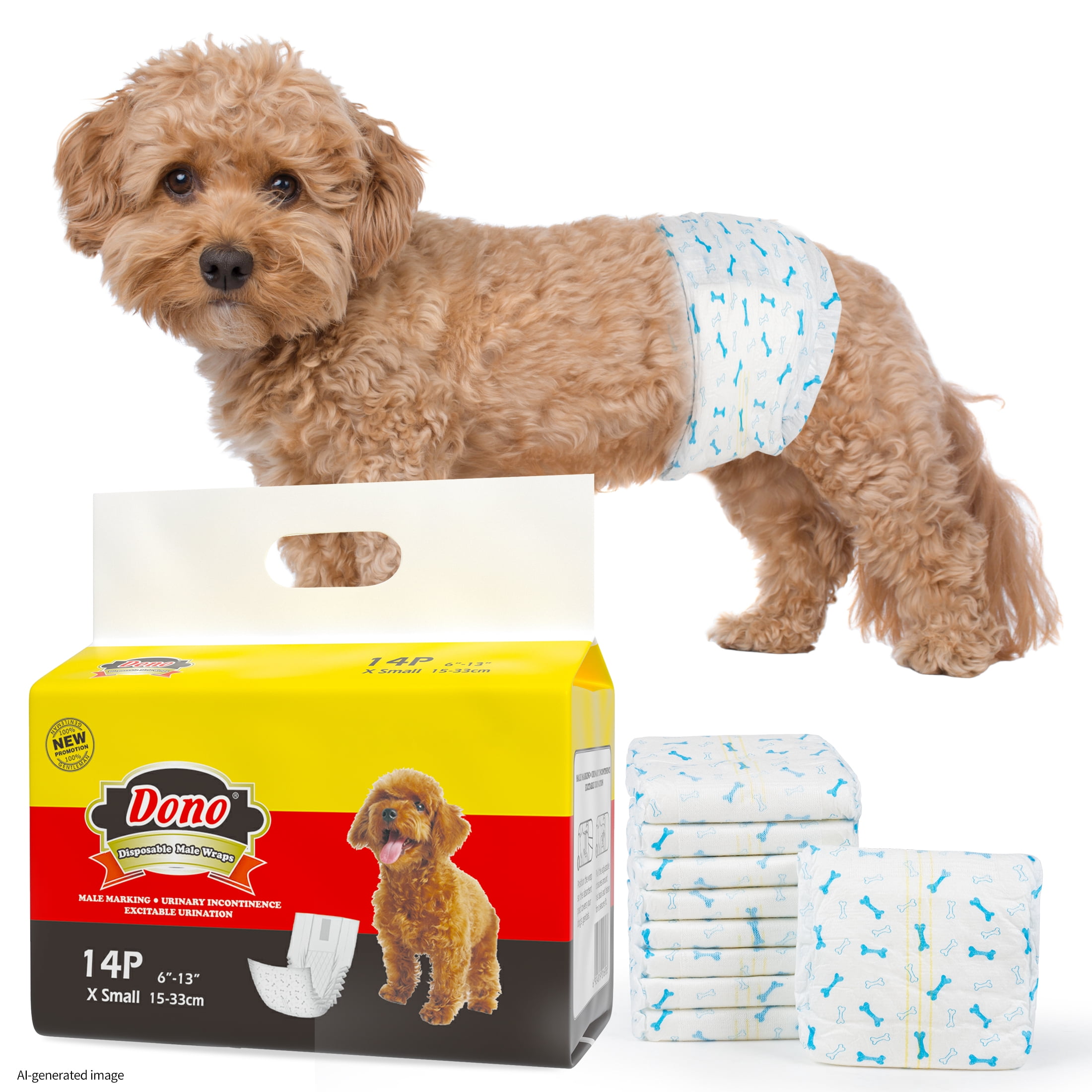 Honey Care All-Absorb Incontinence Wraps for Small Male Dogs