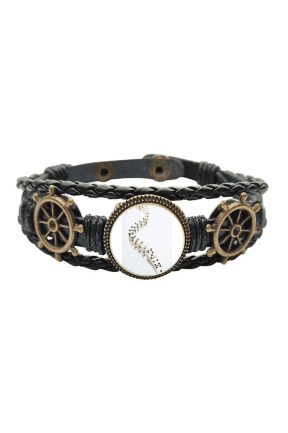 Dono Pai Gow Photo Gambling Leather Braided Ocean Bracelet Wristband