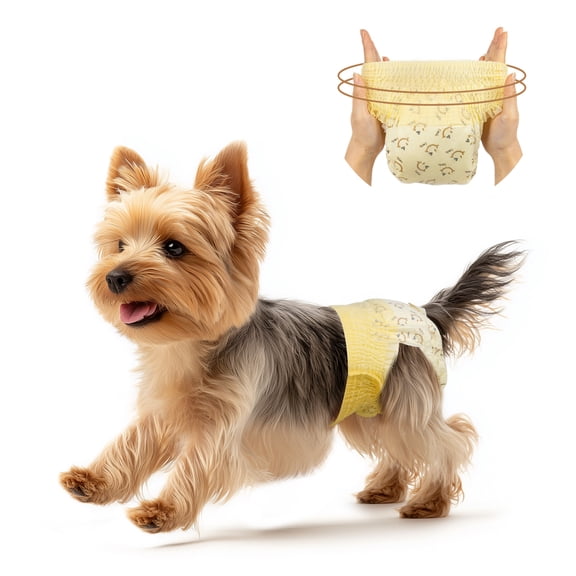 Dono Pull Up Female Dog Diapers, 360° Stretchy Waist Puppy Diapers, Super-Absorbent, X-Small Smiley-Face Style 10 Count