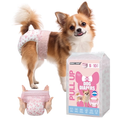 Dono Pull Up Female Dog Diapers, 360° Elastic Waistband Puppy Diapers, Super-Absorbent, Small 10 Count