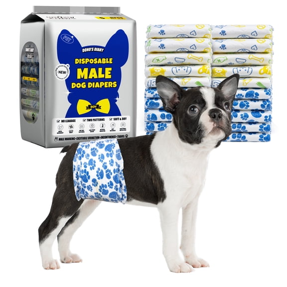 Dono Disposable Male Dog Wraps, Super-Absorbent, Wetness Indicator Design Fit Small 60 Count