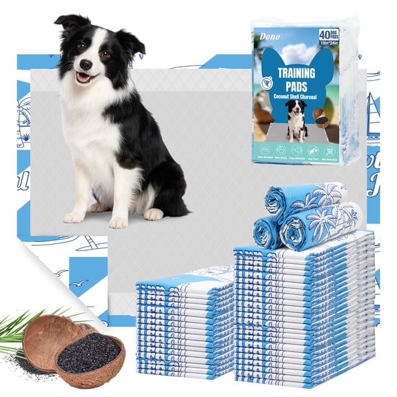Dono Puppy Pads Coconut Shell Charcoal Deodorize, 18 in x 24 in, Medium 40 Count Disposable Dog Pee Pet Pads