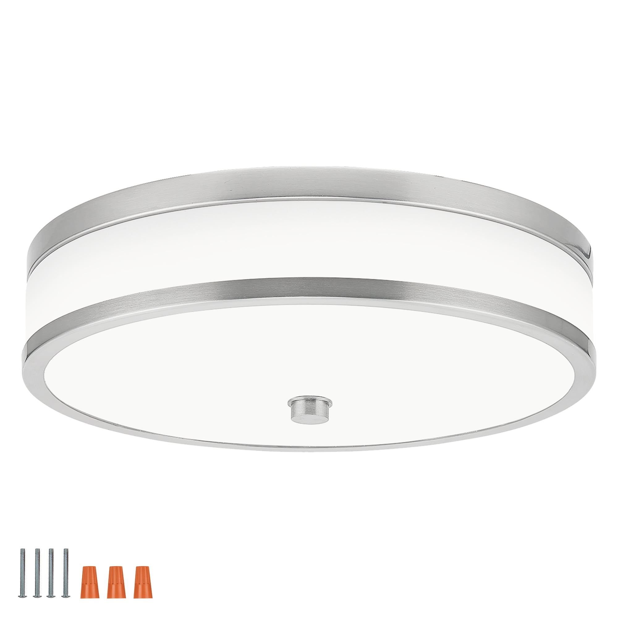 Donohue LED Ceiling Light  Color Temperature Selectable Flush Mount Light Fixture  15-Inch, Dimmable, Temperature Select 3000K/4000K/5000K  Satin Nickel  Design House, 587501